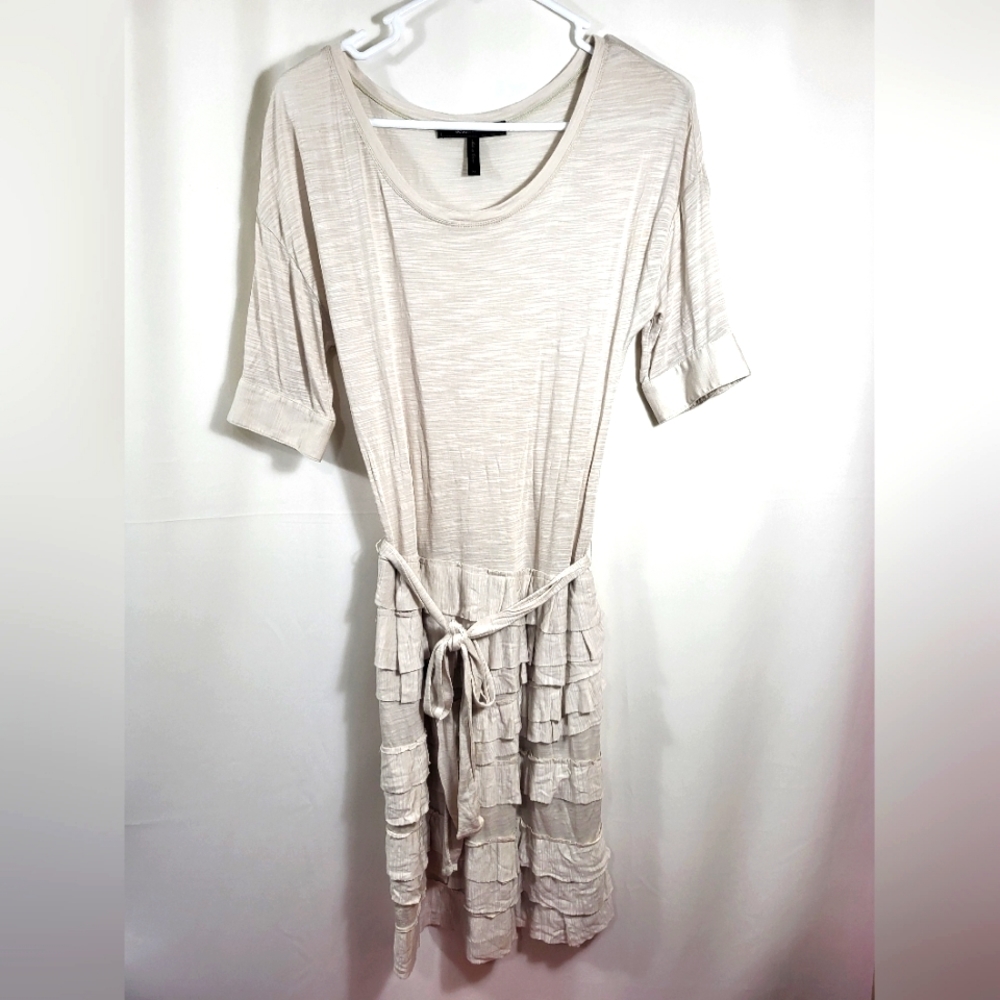 BCBG Maxazria cream ruffle layered mini dress   women's XS  #1371